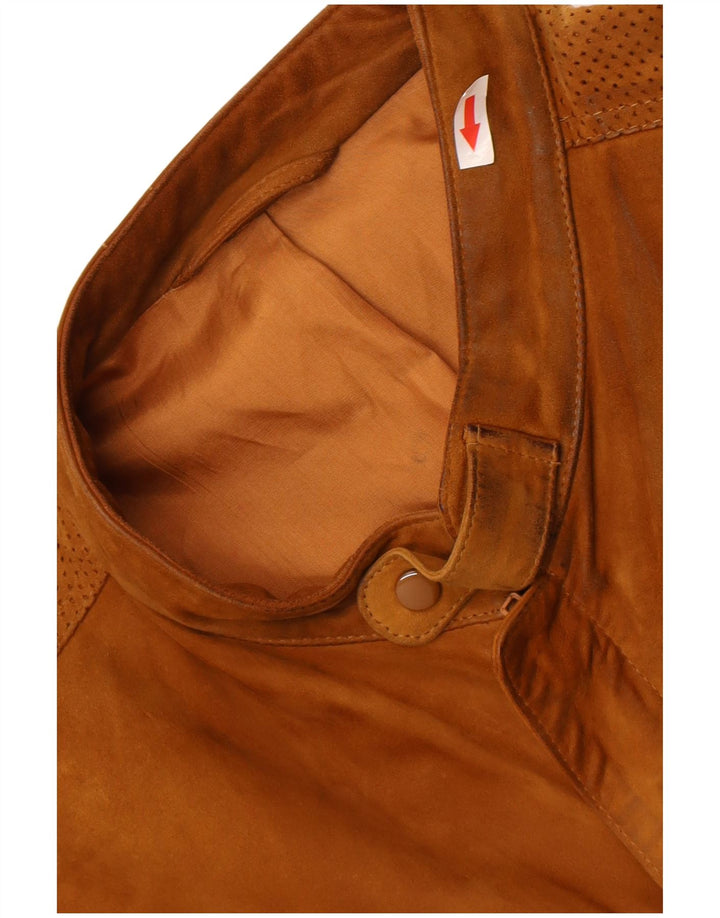 Vintage Mens Suede Bomber Jacket UK 36 Small Beige