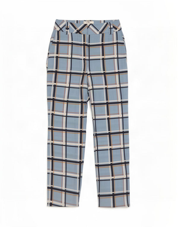 Topshop Womens Straight Chino Trousers UK 10 Small W30 L30 Blue Check