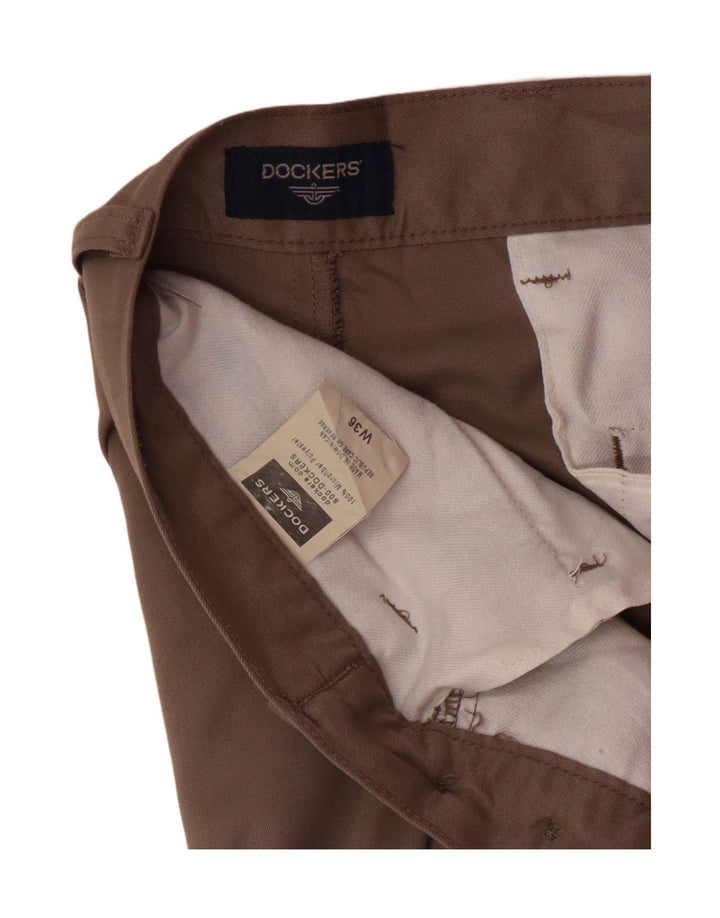 DOCKERS Mens Pegged Chino Shorts W36 Large Brown Polyester