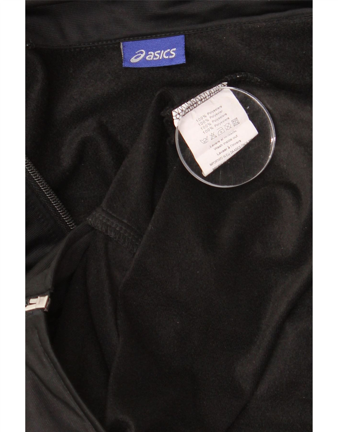 Asics Mens Tracksuit Top Jacket Medium Black Colourblock Polyester