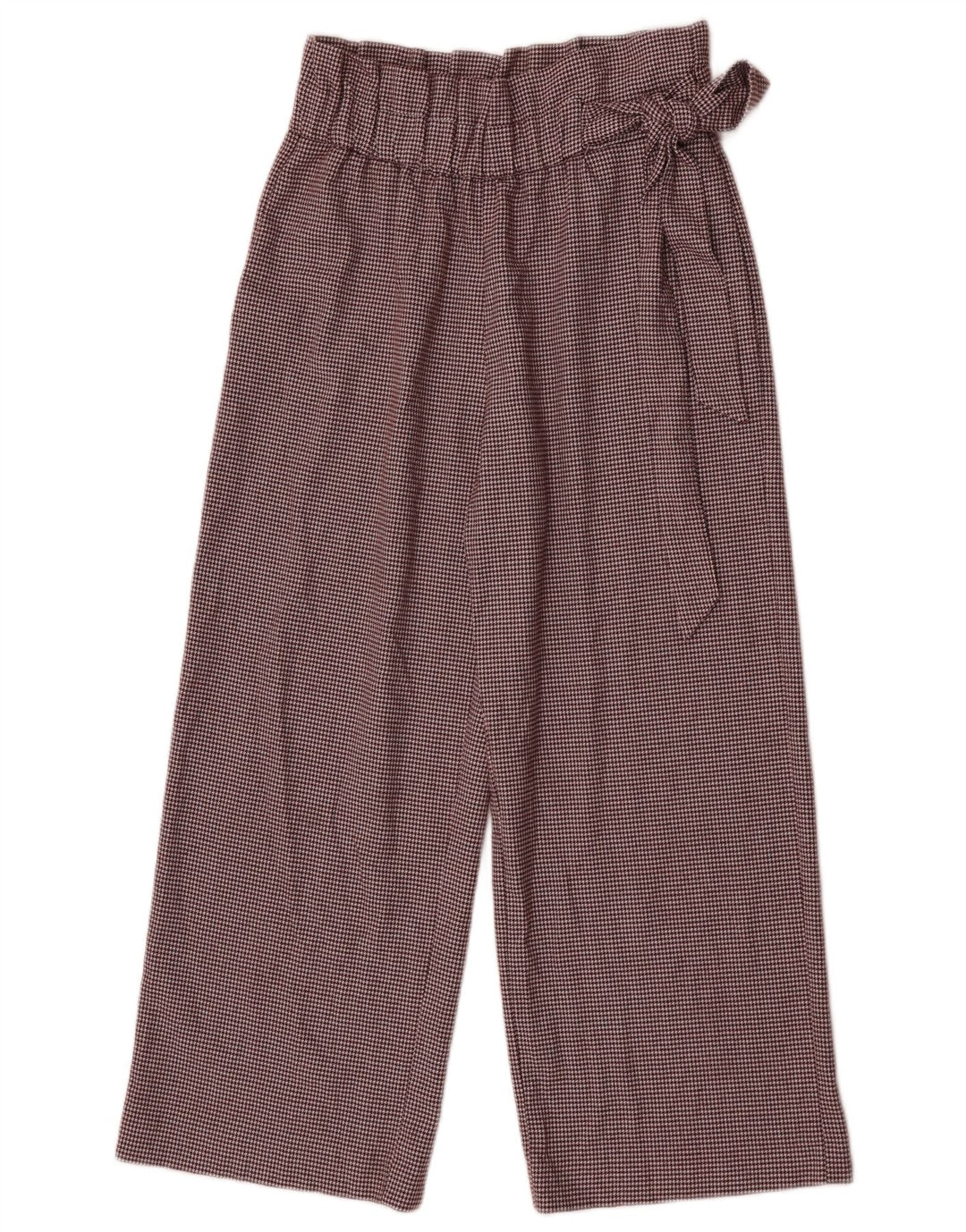 Zara Womens High Waist Capri Trousers Small W26 L23 Brown Check Polyester