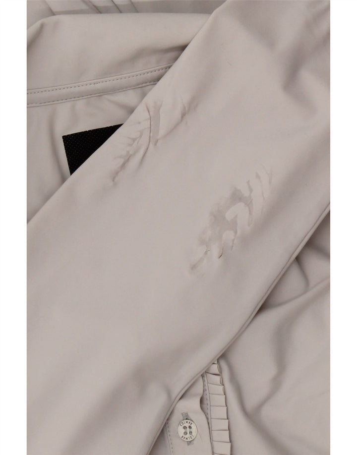 COLMAR Womens Long Sleeve Polo Shirt UK 10 Small Grey Polyamide Vintage Colmar and Second-Hand Colmar from Messina Hembry 