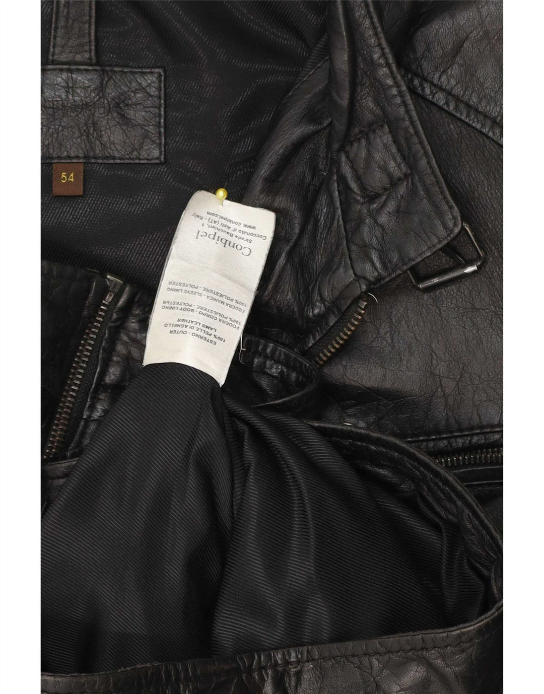Conbipel Mens Leather Jacket IT 54 XL Black Leather