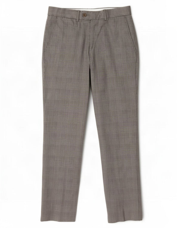 Zara Mens Tapered Suit Trousers EU 38 Small W30 L28 Grey Houndstooth Wool