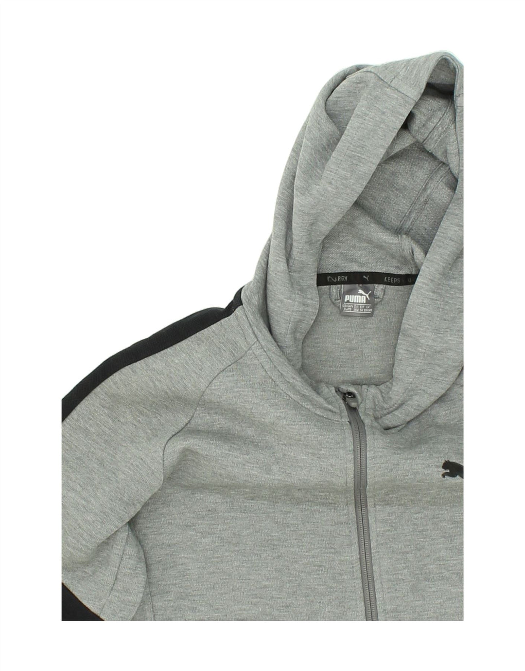 PUMA Boys Zip Hoodie Sweater 13-14 Years Grey Colourblock Cotton Vintage Puma and Second-Hand Puma from Messina Hembry 