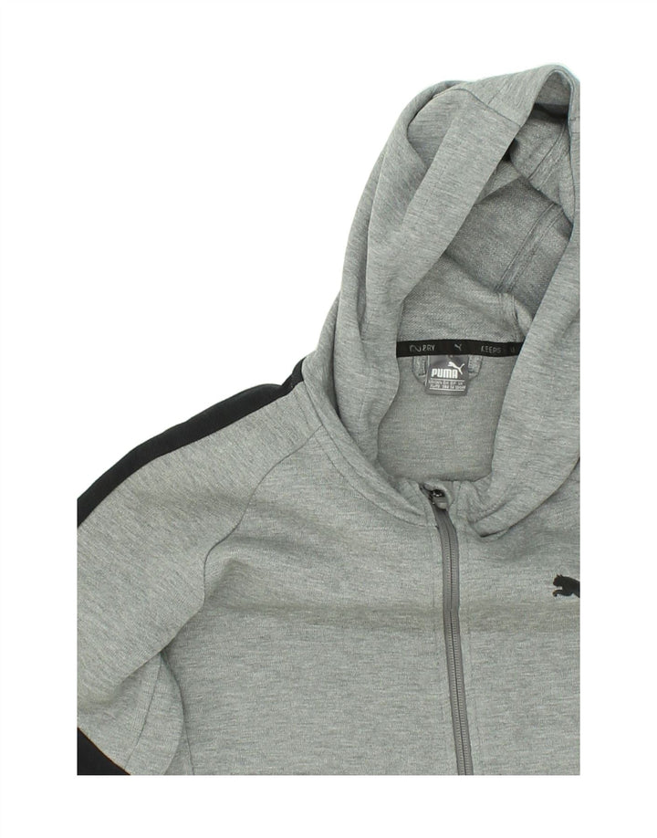 PUMA Boys Zip Hoodie Sweater 13-14 Years Grey Colourblock Cotton Vintage Puma and Second-Hand Puma from Messina Hembry 