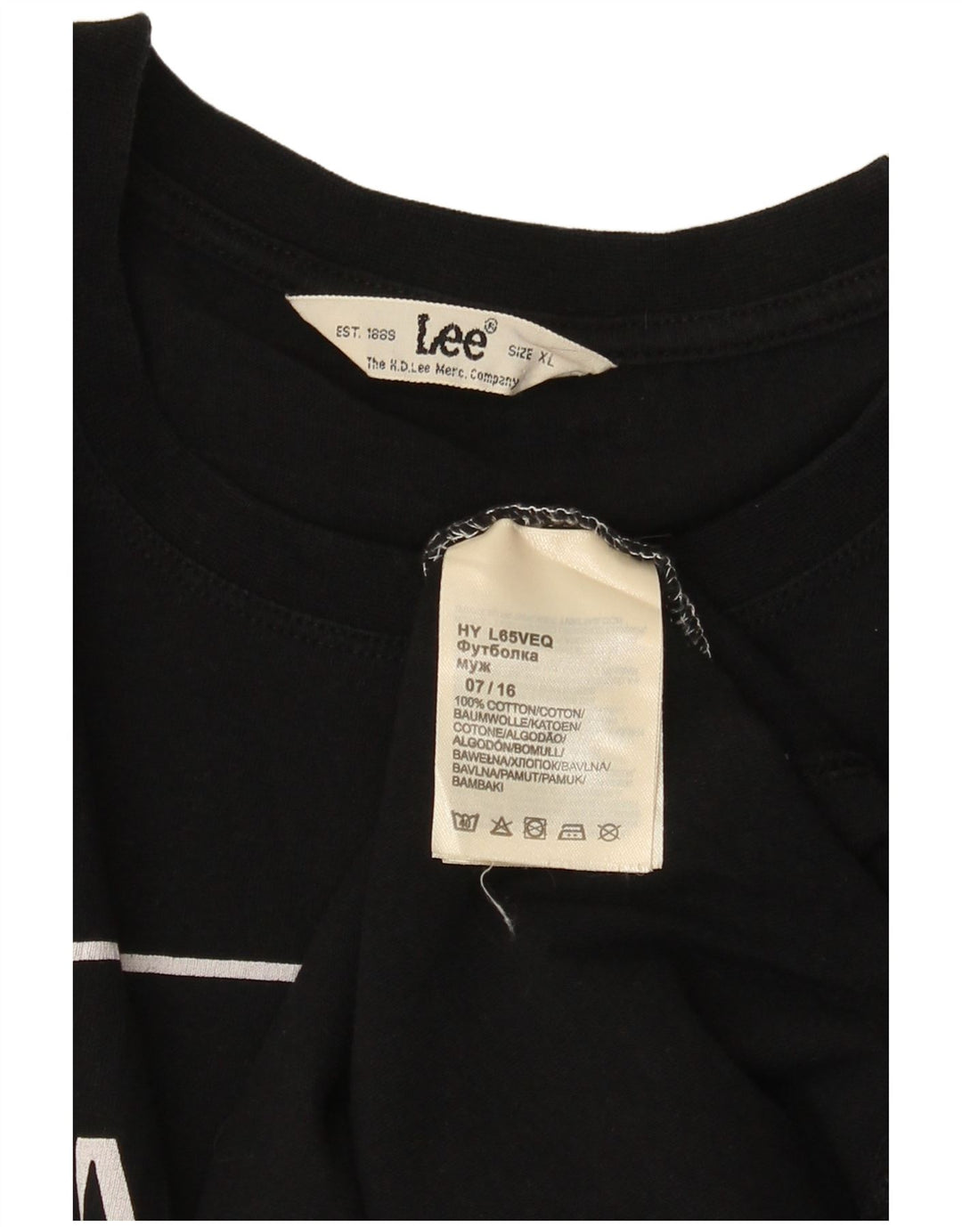 LEE Mens Graphic Top Long Sleeve XL Black Cotton