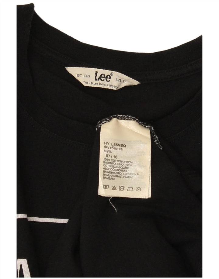 LEE Mens Graphic Top Long Sleeve XL Black Cotton