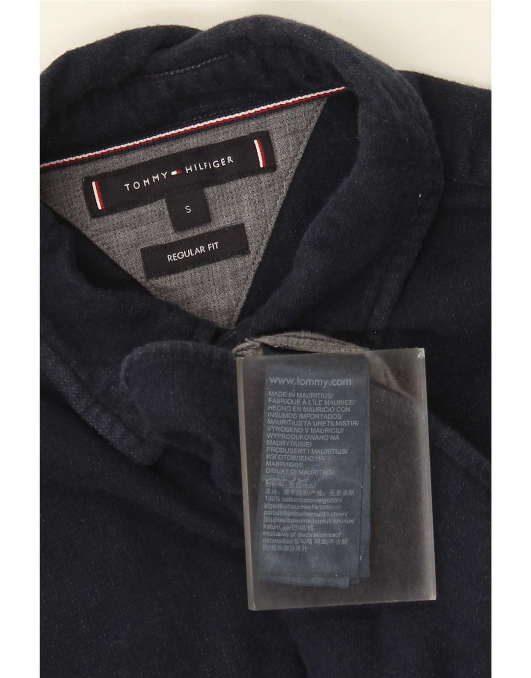 Tommy Hilfiger Mens Regular Fit Flannel Shirt Small Navy Blue Cotton