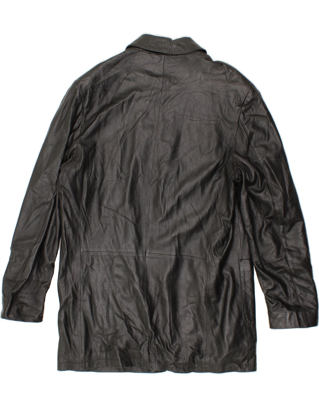 VINTAGE Mens Leather Coat IT 56 3XL Black Leather