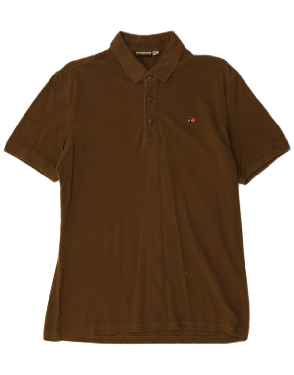 Napapijri Mens Polo Shirt Large Khaki Cotton