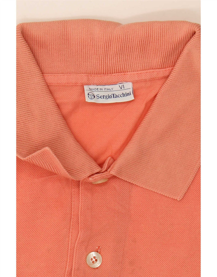 Sergio Tacchini Mens Polo Shirt Large Orange Cotton