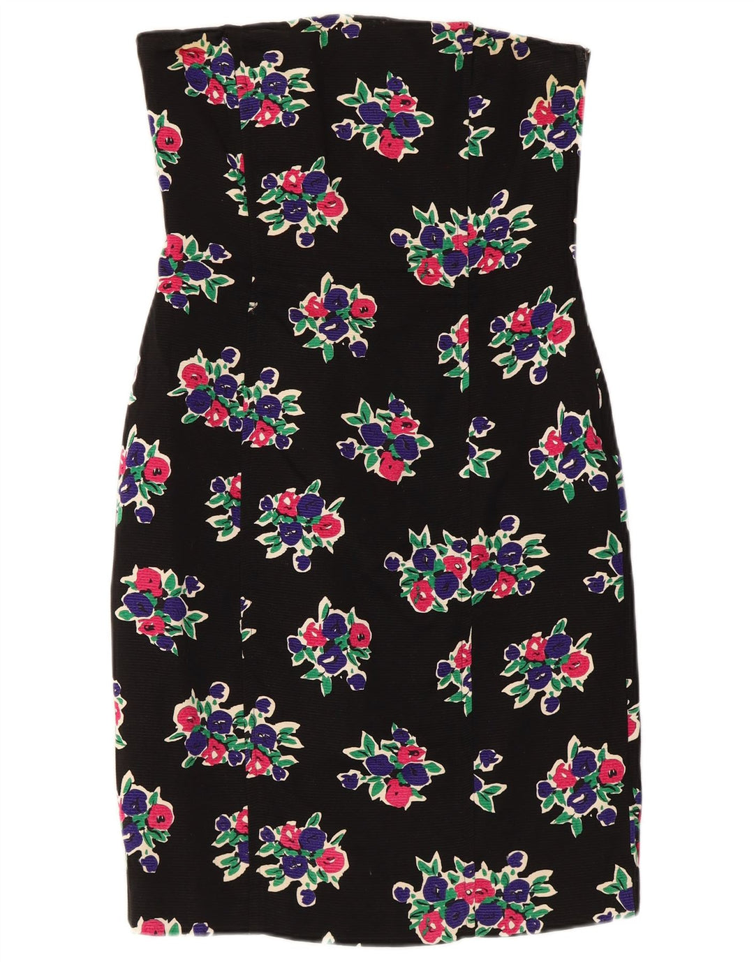 Max Mara Womens Strapless Dress UK 12 Medium Black Floral Cotton
