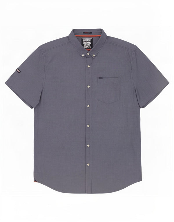 Superdry Mens Short Sleeve Regular Fit Shirt 2XL Blue Cotton