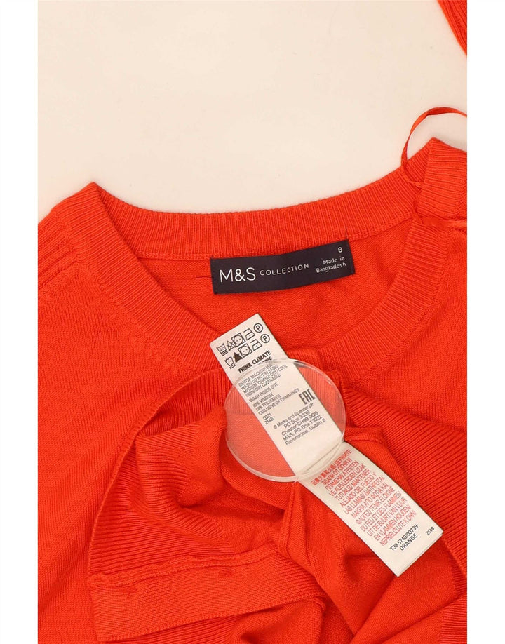 Marks & Spencer Womens Crop Cardigan Sweater UK 8 Small Orange Viscose