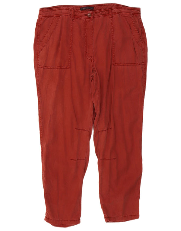 Marks & Spencer Womens High Waist Chino Trousers UK 16 Large W34 L26 Red