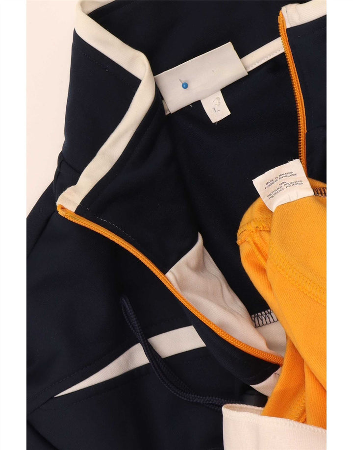 Asics Mens Tracksuit Top Jacket Large Navy Blue Colourblock Polyester