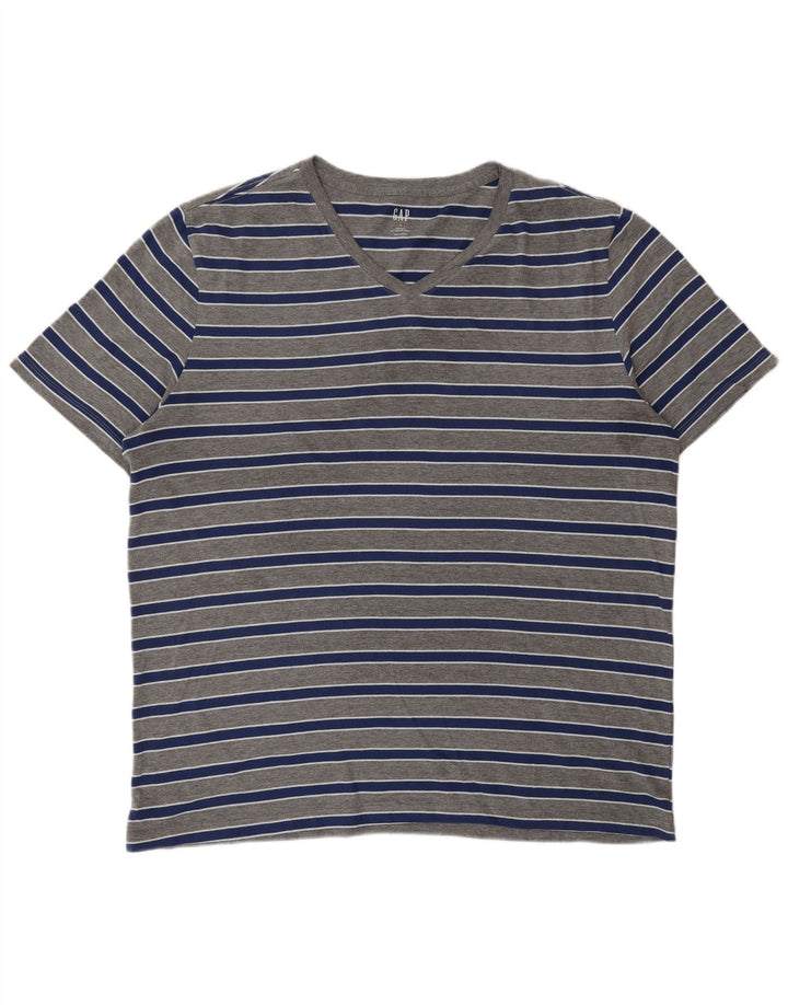 GAP Mens T-Shirt Top XL Grey Striped