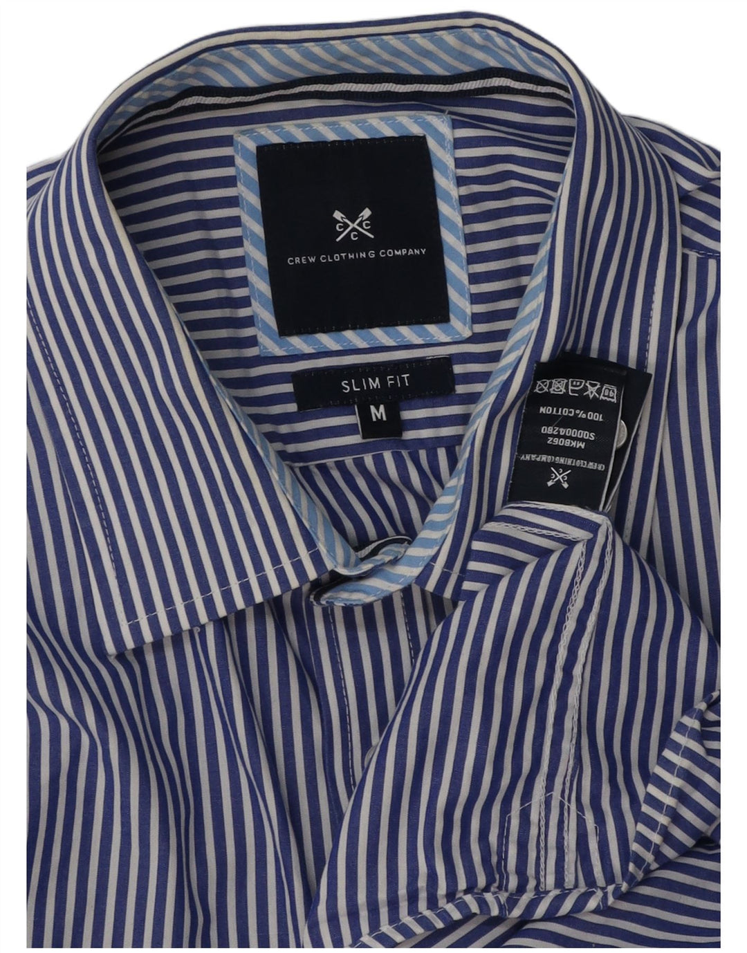 Crew Clothing Mens Slim Fit Shirt Medium Blue Pinstripe Cotton