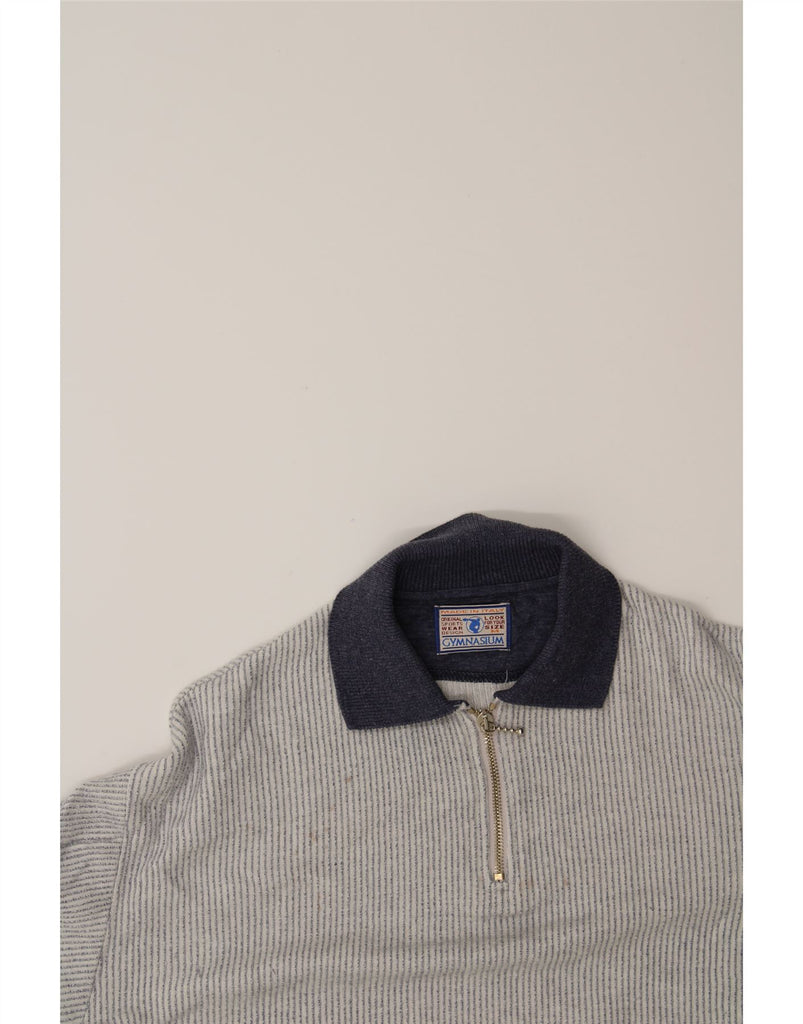 GYMNASIUM Mens Polo Neck Jumper Sweater Medium Grey Striped Vintage Gymnasium and Second-Hand Gymnasium from Messina Hembry 