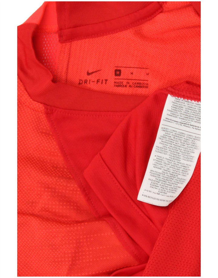 Nike Mens Dri Fit T-Shirt Top Medium Red Colourblock Polyester