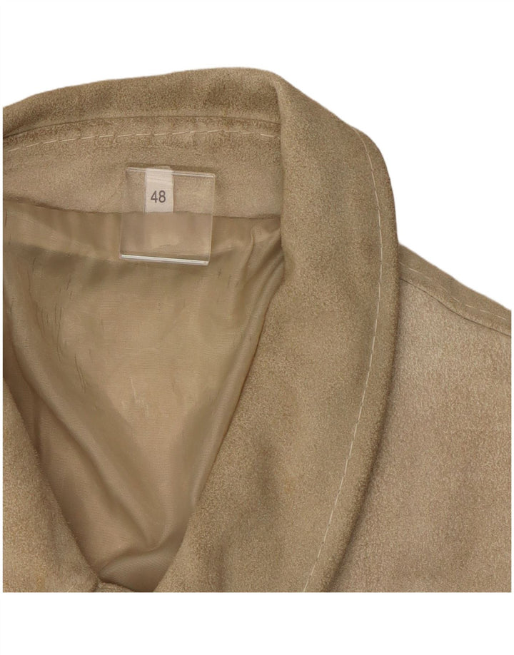 Vintage Mens Suede Jacket IT 48 Medium Beige Leather