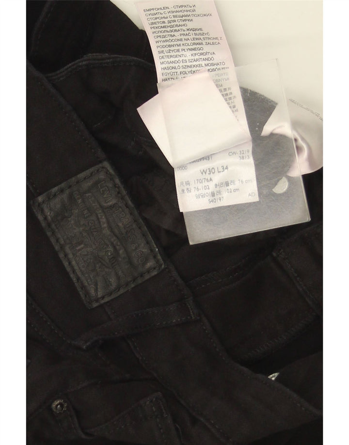 Levi's Womens 710 Slim Jeans W30 L34 Black Cotton