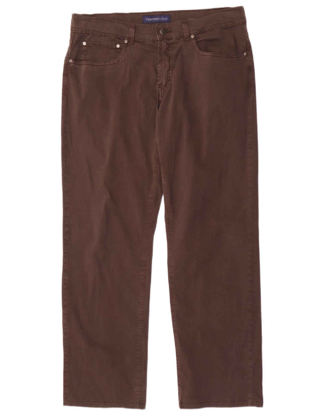 Trussardi Mens Straight Jeans W35 L30 Brown Cotton