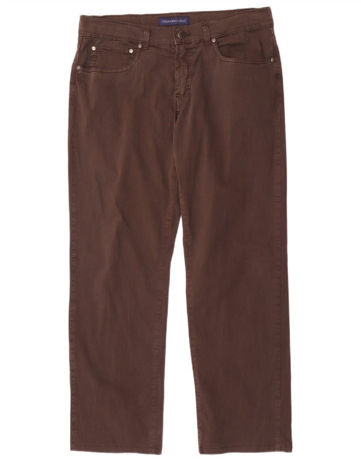 Trussardi Mens Straight Jeans W35 L30 Brown Cotton