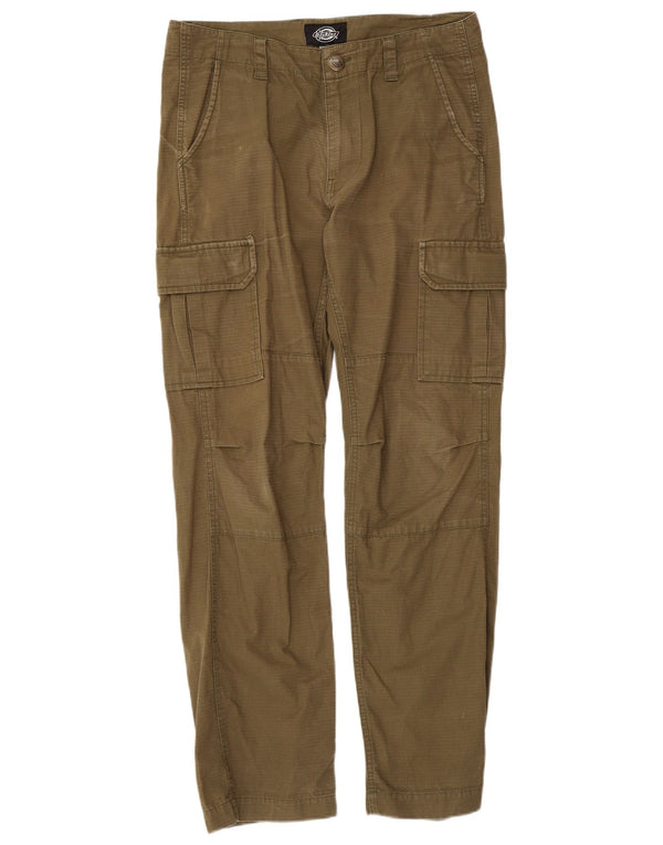 Dickies Mens Straight Cargo Trousers W32 L32 Khaki Striped Cotton