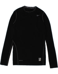 NIKE Boys Dri Fit Top Long Sleeve 10-11 Years Medium Black Polyester