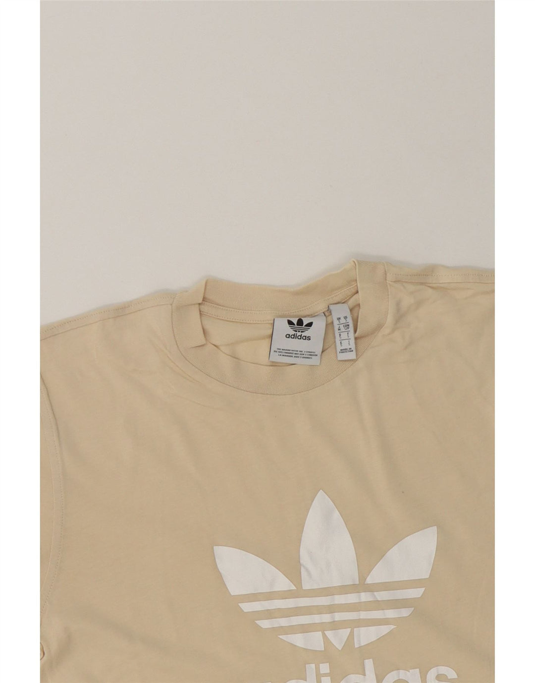 ADIDAS Mens Graphic T-Shirt Top Small Beige Cotton Vintage Adidas and Second-Hand Adidas from Messina Hembry 
