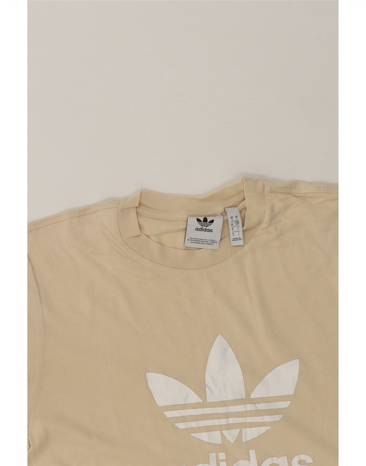 ADIDAS Mens Graphic T-Shirt Top Small Beige Cotton Vintage Adidas and Second-Hand Adidas from Messina Hembry 