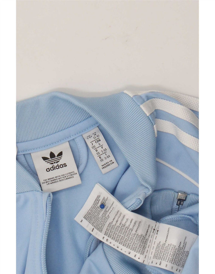 Adidas Boys Tracksuit Top Jacket 5-6 Years Blue Polyester
