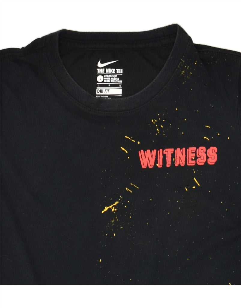 NIKE Boys Dri Fit Graphic T-Shirt Top 11-12 Years Large Black Cotton | Vintage Nike | Thrift | Second-Hand Nike | Used Clothing | Messina Hembry 