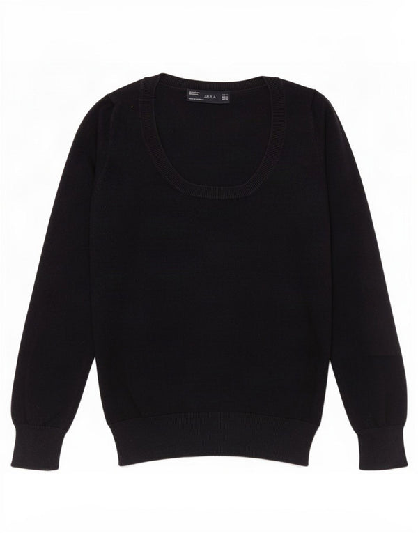 Zara Womens Boat Neck Jumper Sweater UK 12 Medium Navy Blue Cotton