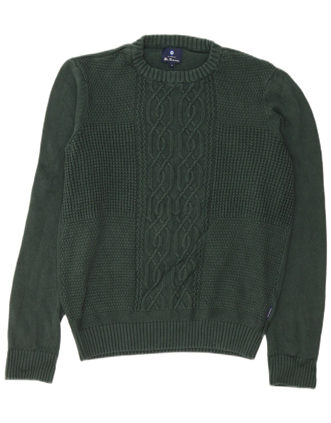 Ben Sherman Mens Crew Neck Jumper Sweater Medium Green Cotton