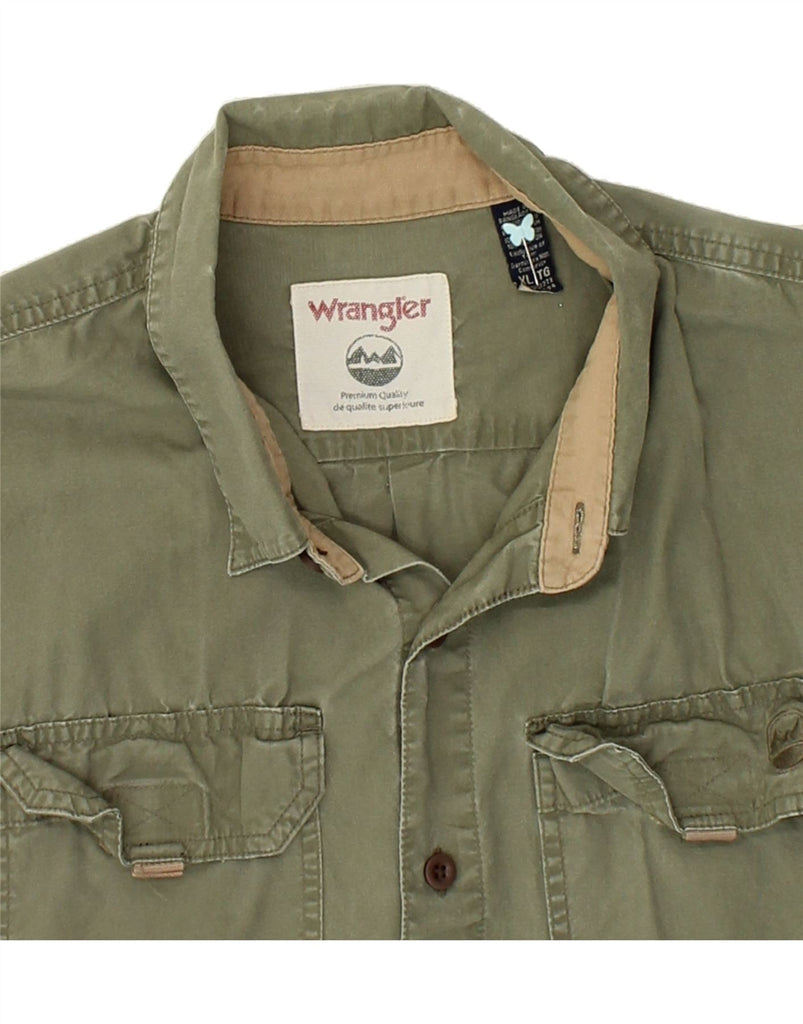 WRANGLER Mens Tall Short Sleeve Shirt XL Green Cotton | Vintage Wrangler | Thrift | Second-Hand Wrangler | Used Clothing | Messina Hembry 