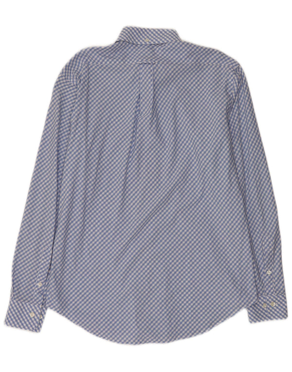 HENRY COTTONS Mens Shirt Size 40 Medium Blue Gingham Cotton