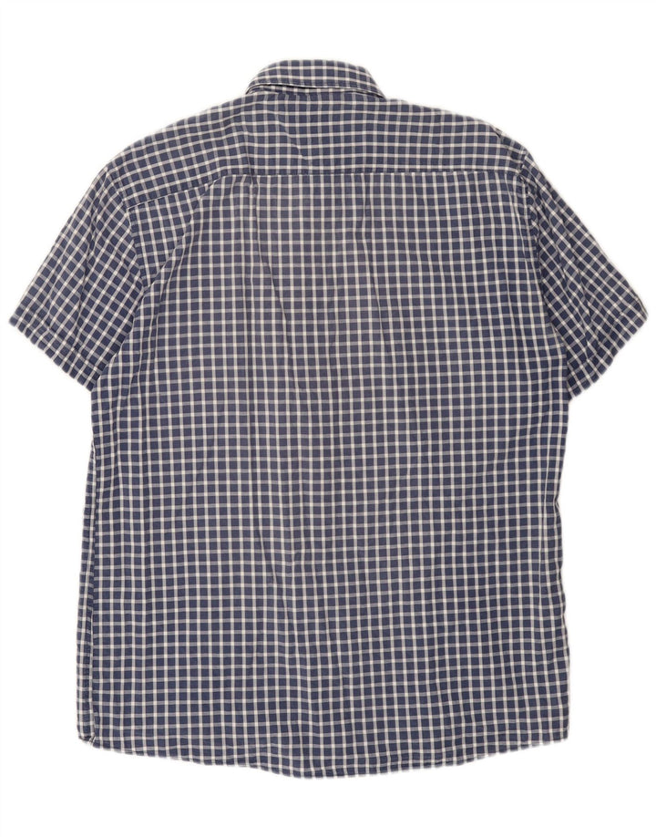 U.S. Polo Assn. Mens Regular Short Sleeve Shirt Large Navy Blue Gingham