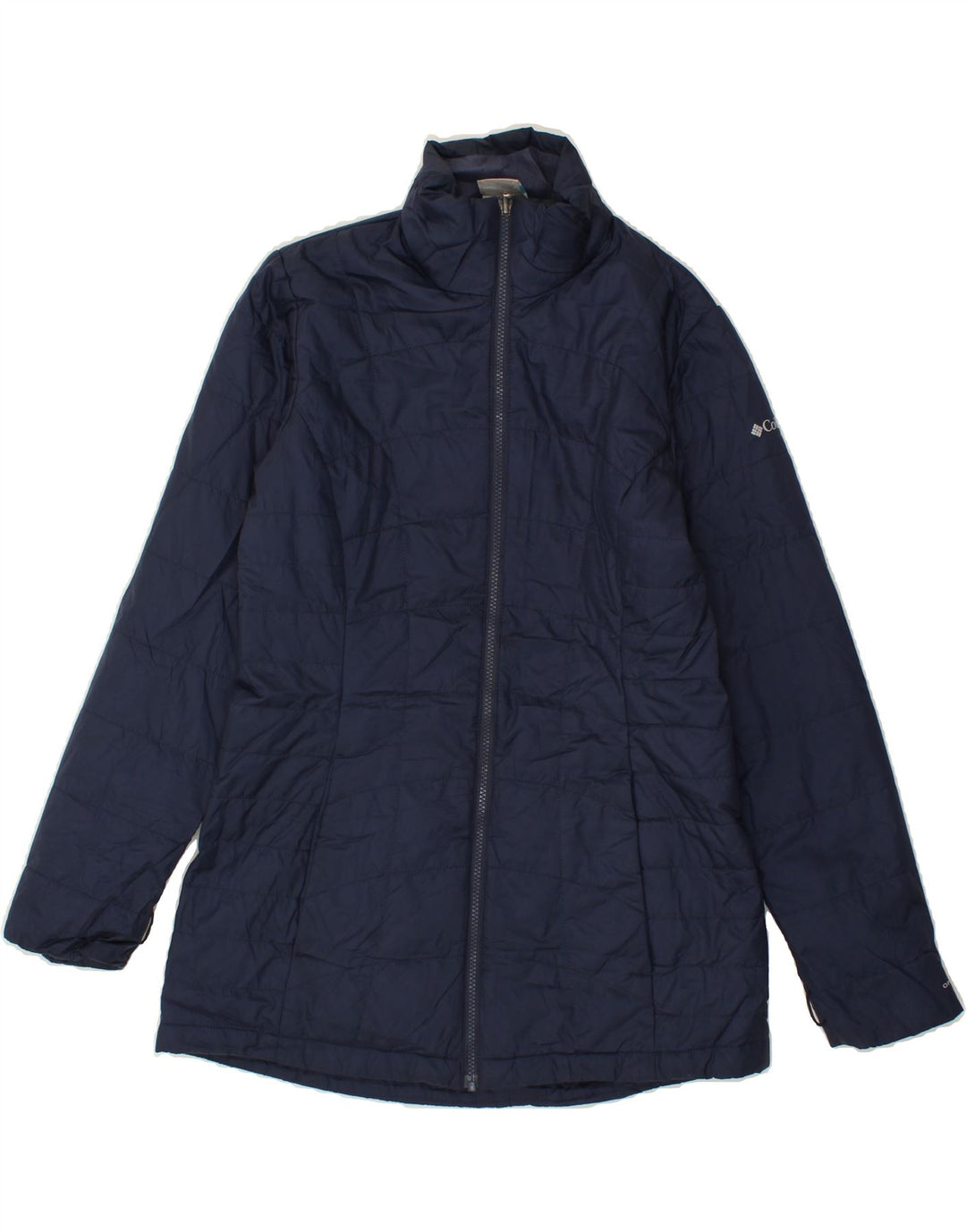 COLUMBIA Womens Padded Jacket UK 14 Medium Navy Blue Polyester Vintage Columbia and Second-Hand Columbia from Messina Hembry 