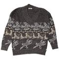 Marco Pecci Mens V-Neck Jumper Sweater UK 40 Medium Grey Fair Isle