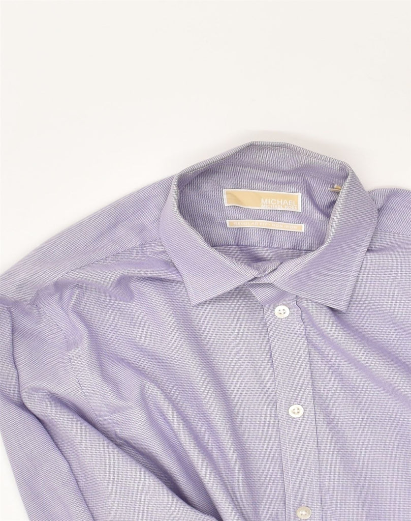 MICHAEL KORS Mens Regular Fit Shirt Medium Purple Chevron Cotton | Vintage Michael Kors | Thrift | Second-Hand Michael Kors | Used Clothing | Messina Hembry 