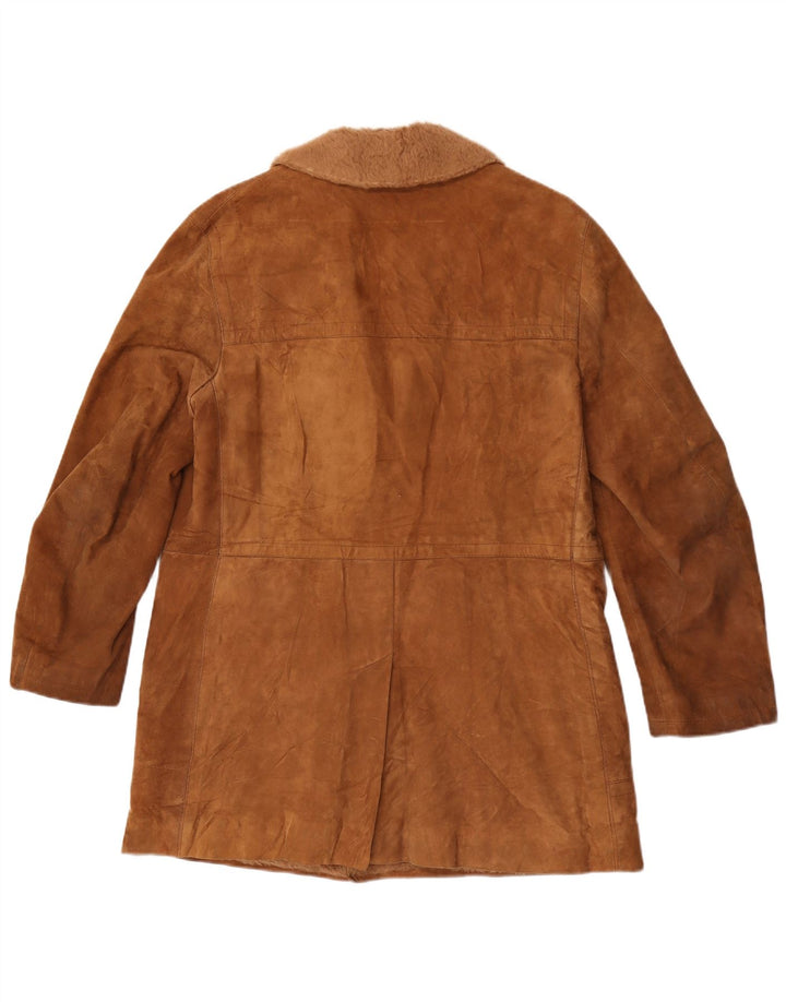 Anfor Mens Sherpa Suede Jacket IT 48 Medium Brown Leather