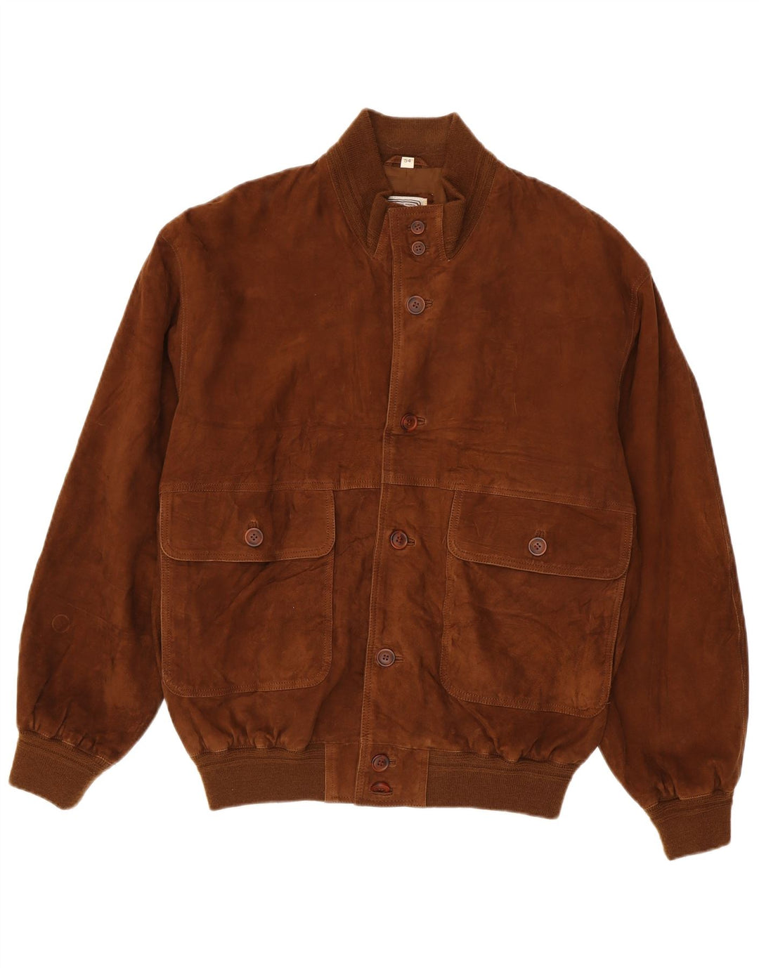 Vintage Mens Suede Bomber Jacket IT 54 XL Brown Cotton