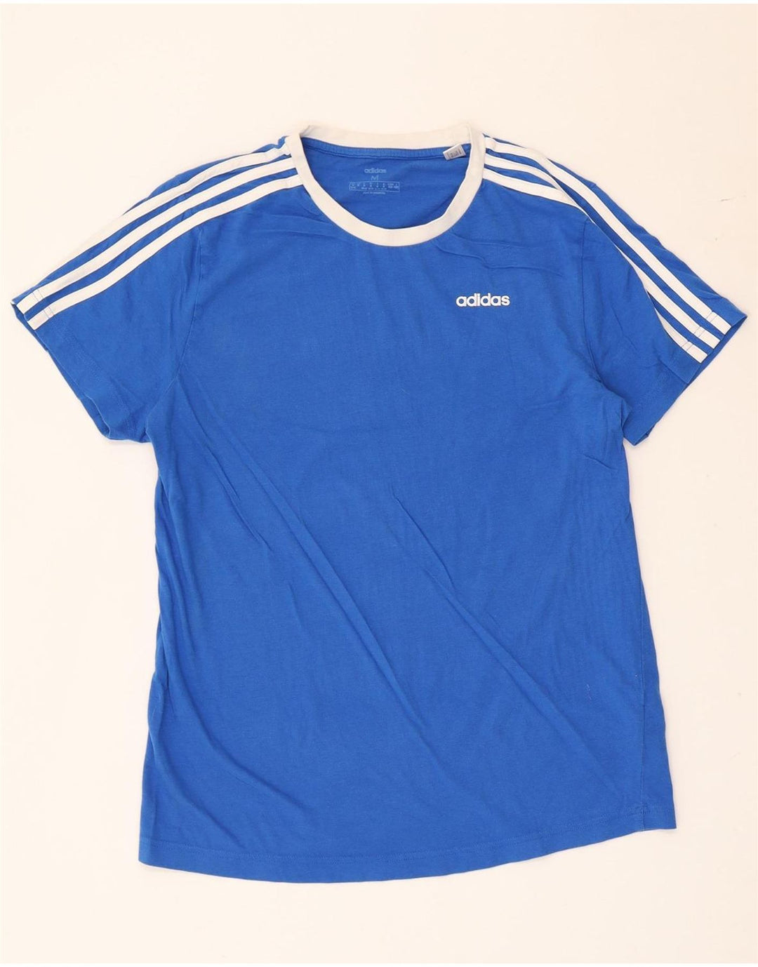 Adidas Womens T-Shirt Top UK 12/14 Medium Blue Cotton