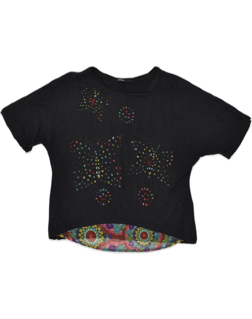 DESIGUAL Womens Graphic Blouse Top UK 10 Small Black | Vintage Desigual | Thrift | Second-Hand Desigual | Used Clothing | Messina Hembry 