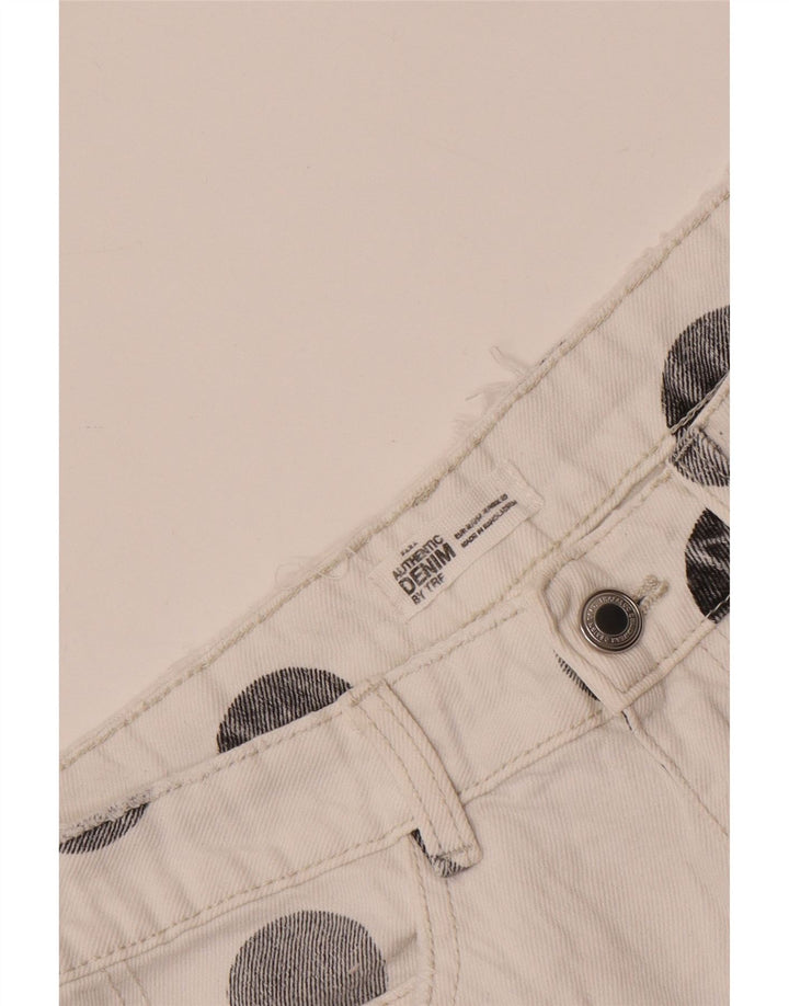 Zara Womens Trafaluc Mini Denim Skirt Medium W28 White Polka Dot