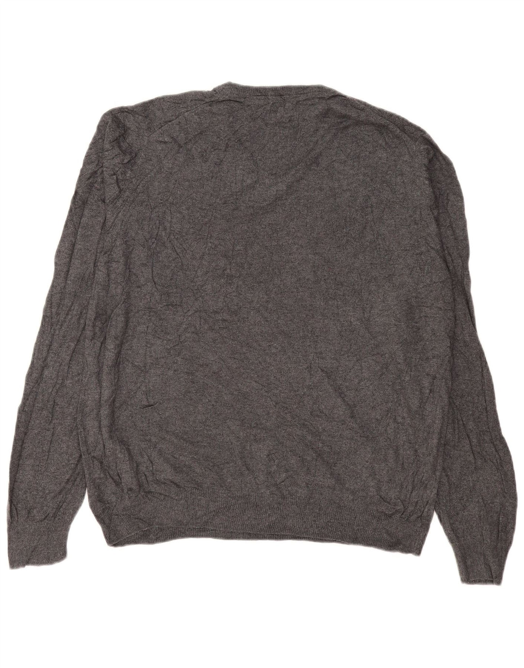 Marks & Spencer Mens V-Neck Jumper Sweater Large Grey Cotton