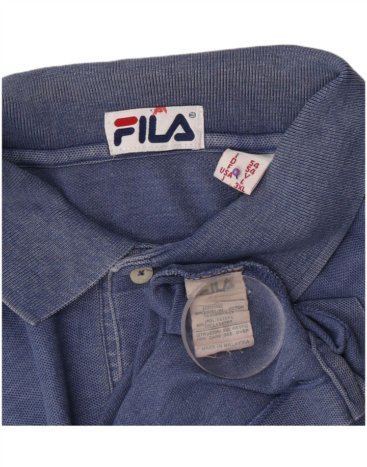 Fila Mens Polo Shirt IT 54 XL Navy Blue Cotton